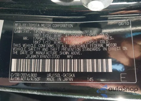 2010 Lexus Gx 460 z USA, uszkodzony, nr VIN JTJBM7FX9A5013700